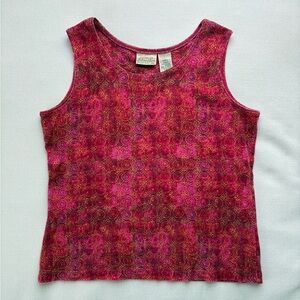 St. John's Bay Pink & Red Patterned Tank Top